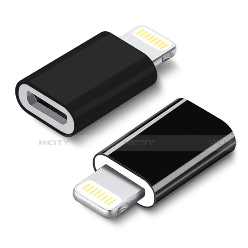 Apple iPhone 14 Plus用Android Micro USB to Lightning USB アクティブ変換ケーブルアダプタ H01 アップル ブラック