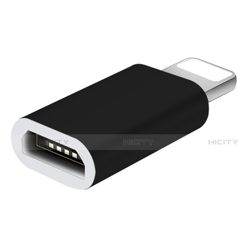 Apple iPhone 14 Plus用Android Micro USB to Lightning USB アクティブ変換ケーブルアダプタ H01 アップル ブラック