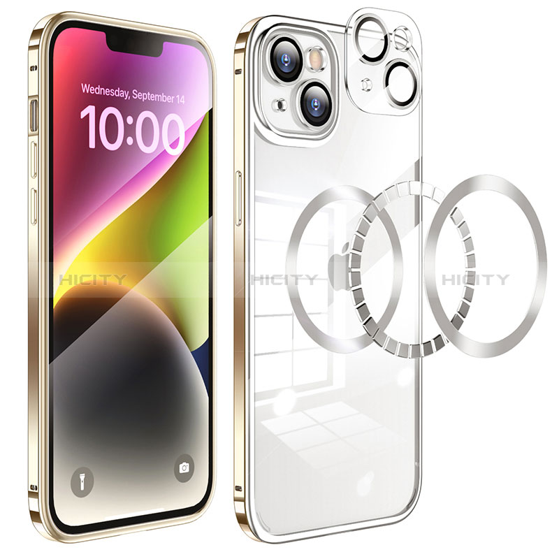 Apple iPhone 14 Plus用ケース 高級感 手触り良い メタル兼プラスチック バンパー LF5 アップル ゴールド