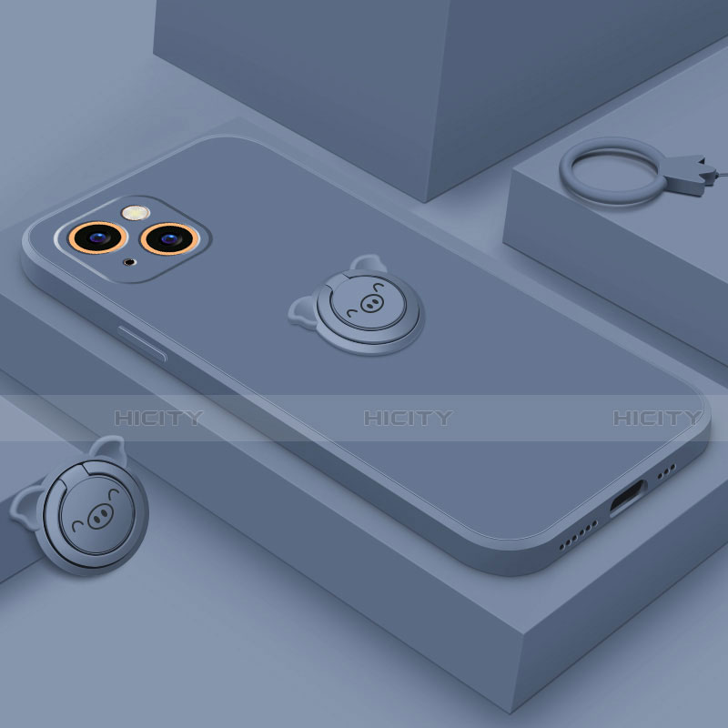 Apple iPhone 14 Plus用極薄ソフトケース シリコンケース 耐衝撃 全面保護 アンド指輪 マグネット式 バンパー A07 アップル 