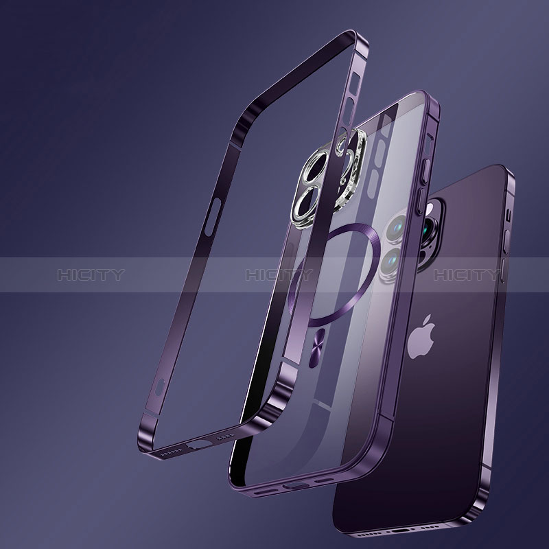 Apple iPhone 14 Plus用ケース 高級感 手触り良い メタル兼プラスチック バンパー Mag-Safe 磁気 Magnetic LK3 アップル 