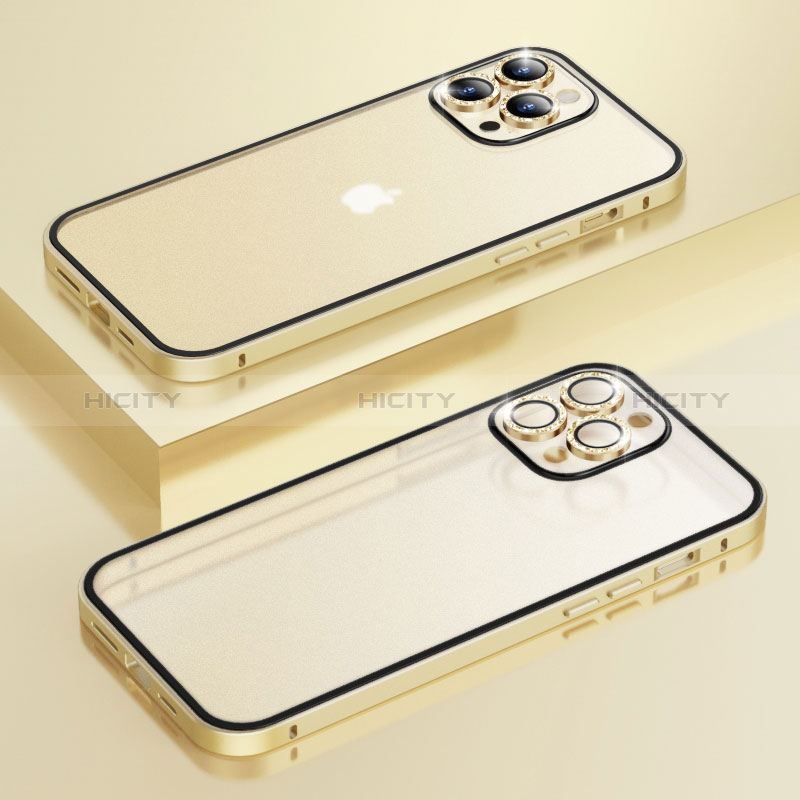 Apple iPhone 14 Pro用ケース 高級感 手触り良い メタル兼プラスチック バンパー Bling-Bling LF1 アップル ゴールド