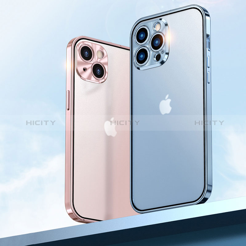 Apple iPhone 14 Pro用ケース 高級感 手触り良い アルミメタル 製の金属製 360度 フルカバーバンパー 鏡面 カバー M01 アップル 