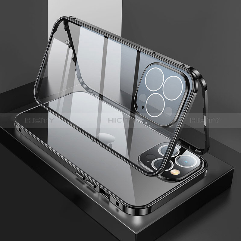 Apple iPhone 14 Pro用ケース 高級感 手触り良い アルミメタル 製の金属製 360度 フルカバーバンパー 鏡面 カバー M02 アップル 