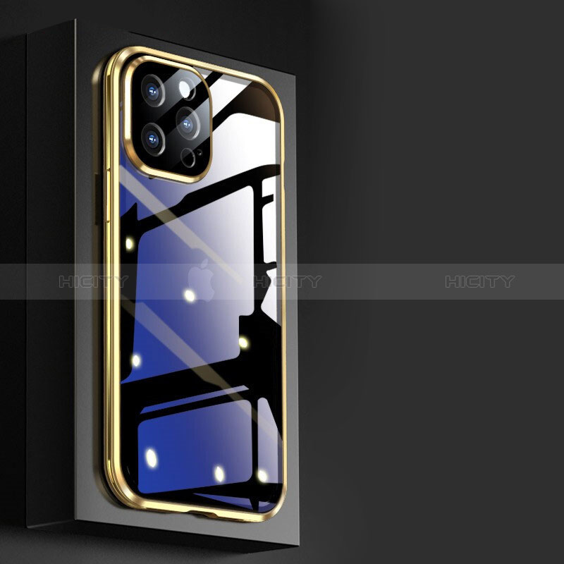 Apple iPhone 14 Pro用ケース 高級感 手触り良い アルミメタル 製の金属製 360度 フルカバーバンパー 鏡面 カバー M08 アップル 