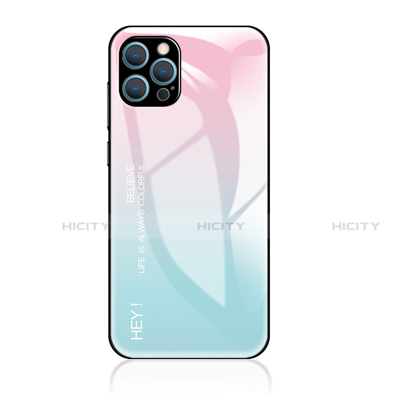 Apple iPhone 14 Pro用ハイブリットバンパーケース プラスチック 鏡面 虹 グラデーション 勾配色 カバー アップル 