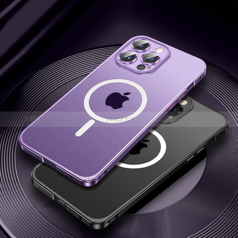 Apple iPhone 14 Pro用ケース 高級感 手触り良い メタル兼プラスチック バンパー Mag-Safe 磁気 Magnetic JL2 アップル 