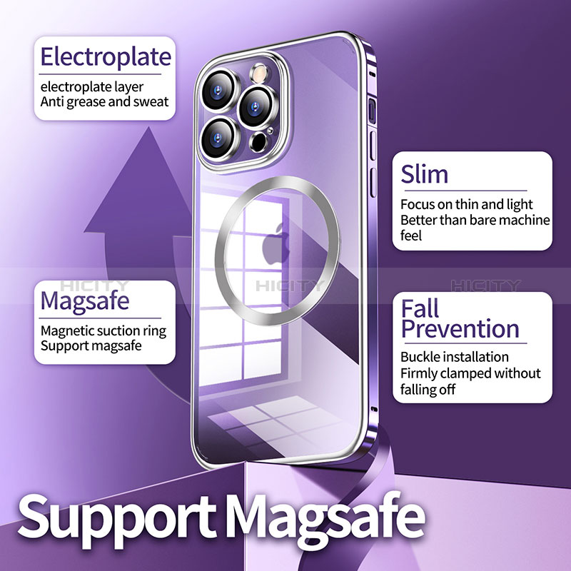 Apple iPhone 14 Pro用ケース 高級感 手触り良い メタル兼プラスチック バンパー Mag-Safe 磁気 Magnetic LF3 アップル 