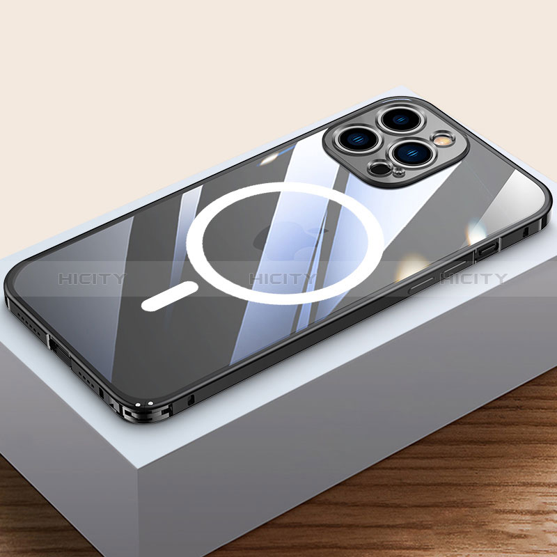 Apple iPhone 14 Pro用ケース 高級感 手触り良い メタル兼プラスチック バンパー Mag-Safe 磁気 Magnetic QC4 アップル 