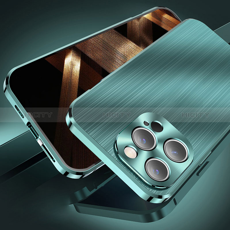 Apple iPhone 14 Pro Max用ケース 高級感 手触り良い アルミメタル 製の金属製 カバー M06 アップル グリーン