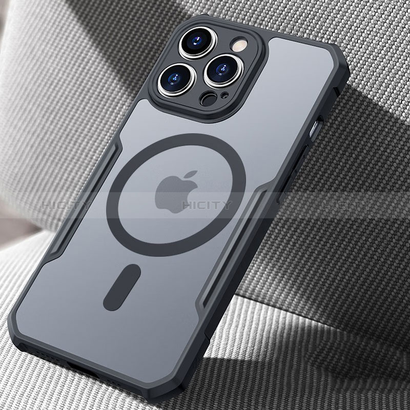 Apple iPhone 14 Pro Max用極薄ソフトケース シリコンケース 耐衝撃 全面保護 クリア透明 カバー Mag-Safe 磁気 Magnetic XD6 アップル ブラック