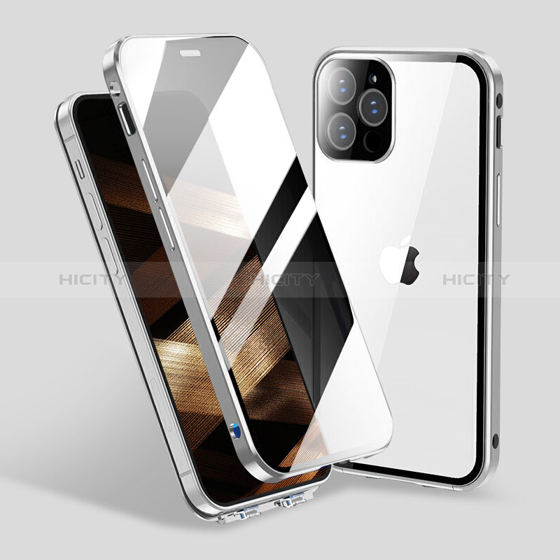 Apple iPhone 14 Pro Max用ケース 高級感 手触り良い アルミメタル 製の金属製 360度 フルカバーバンパー 鏡面 カバー M06 アップル 