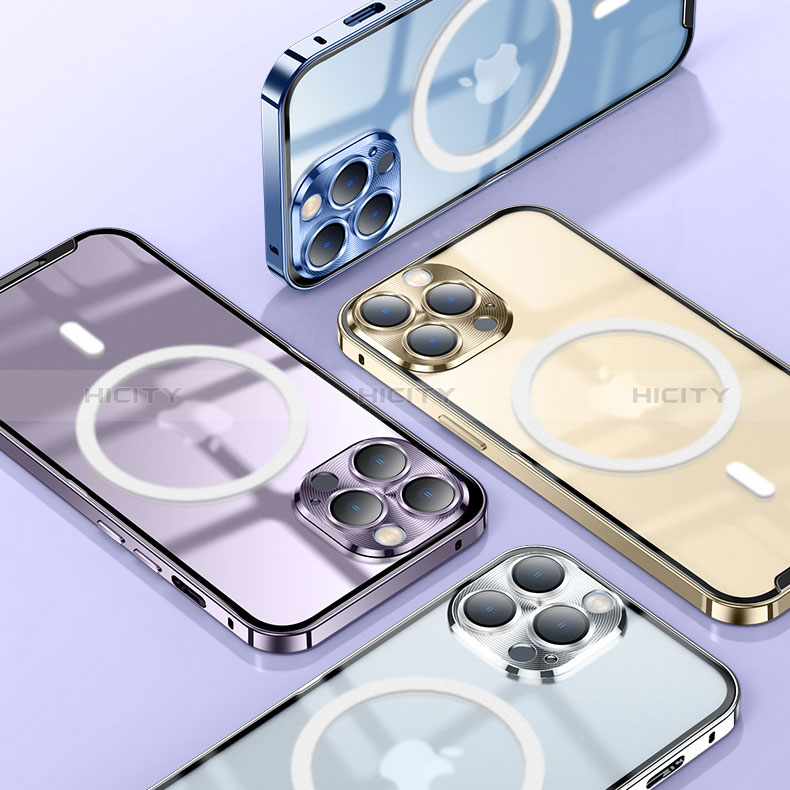 Apple iPhone 14 Pro Max用ケース 高級感 手触り良い メタル兼プラスチック バンパー Mag-Safe 磁気 Magnetic LK2 アップル 