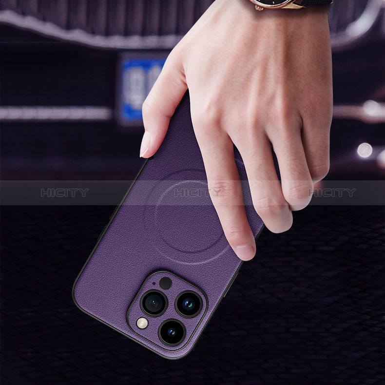 Apple iPhone 14 Pro Max用ケース 高級感 手触り良いレザー柄 Mag-Safe 磁気 Magnetic LD1 アップル 