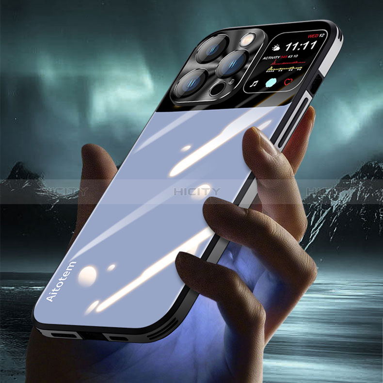 Apple iPhone 14 Pro Max用ハイブリットバンパーケース プラスチック 鏡面 カバー AT1 アップル 