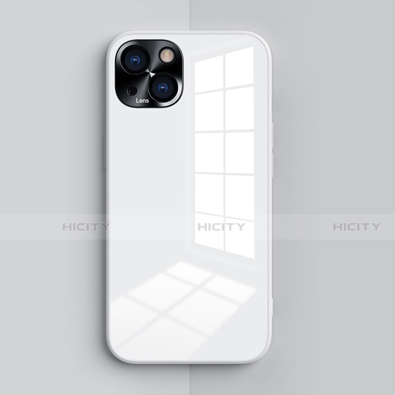 Apple iPhone 15用360度 フルカバー極薄ソフトケース シリコンケース 耐衝撃 全面保護 バンパー G01 アップル ホワイト