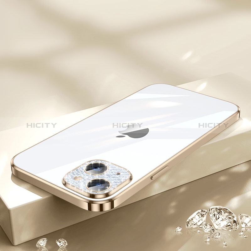 Apple iPhone 15用極薄ソフトケース シリコンケース 耐衝撃 全面保護 クリア透明 Bling-Bling LD2 アップル ゴールド