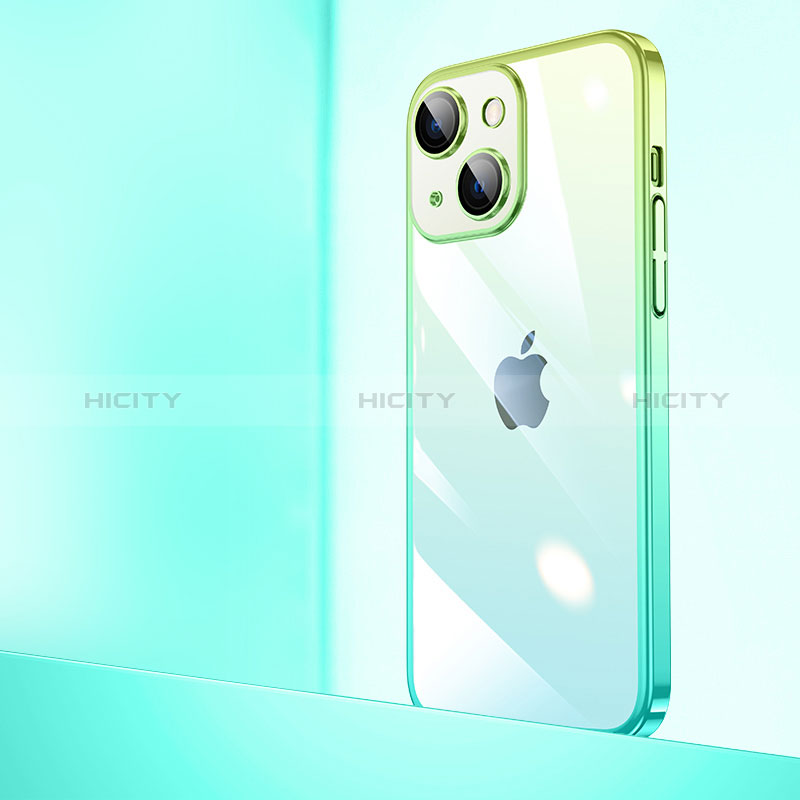Apple iPhone 15用ハードカバー クリスタル クリア透明 勾配色 QC1 アップル グリーン