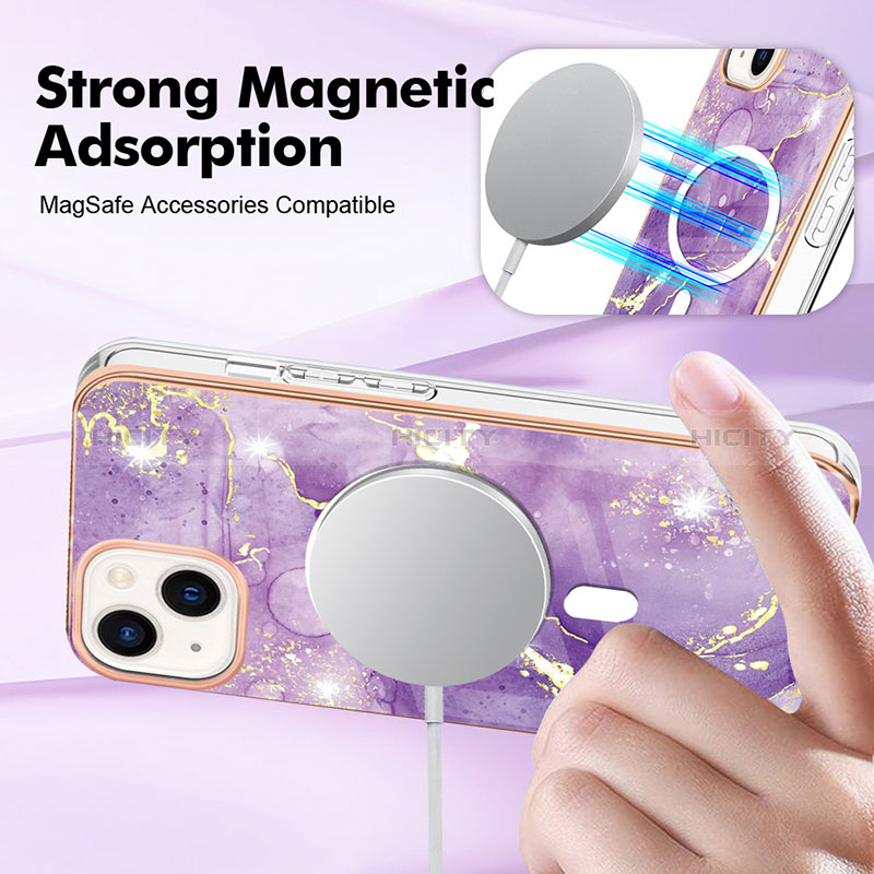 Apple iPhone 15用シリコンケース ソフトタッチラバー バタフライ パターン カバー Mag-Safe 磁気 Magnetic アップル 