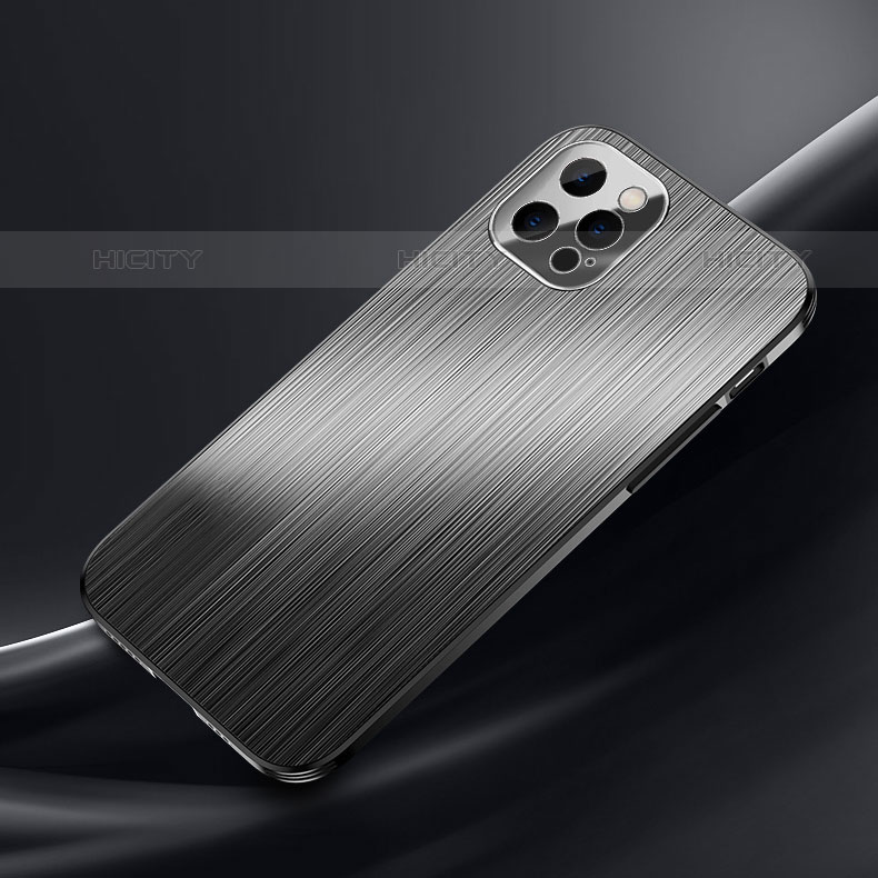 Apple iPhone 15 Pro用ケース 高級感 手触り良い アルミメタル 製の金属製 カバー M02 アップル ブラック