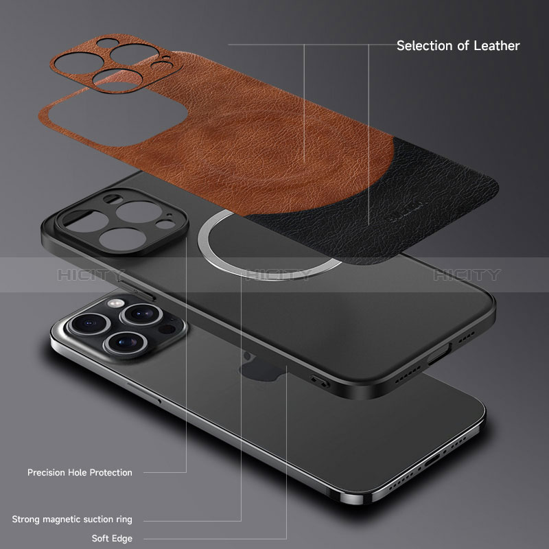 Apple iPhone 15 Pro用ケース 高級感 手触り良いレザー柄 Mag-Safe 磁気 Magnetic LD4 アップル 