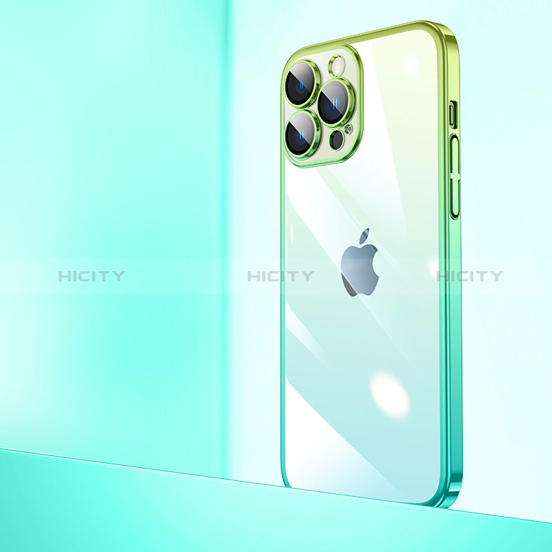 Apple iPhone 15 Pro Max用ハードカバー クリスタル クリア透明 勾配色 QC1 アップル グリーン