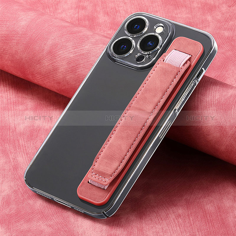 Apple iPhone 15 Pro Max用シリコンケース ソフトタッチラバー レザー柄 カバー SD2 アップル ピンク