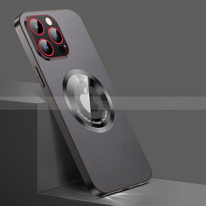 Apple iPhone 15 Pro Max用ケース 高級感 手触り良いレザー柄 Mag-Safe 磁気 Magnetic QC1 アップル 