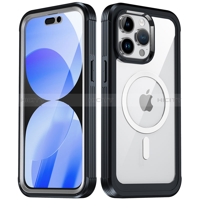 Apple iPhone 15 Pro Max用360度 フルカバー ハイブリットバンパーケース クリア透明 プラスチック カバー 360度 Mag-Safe 磁気 Magnetic AC1 アップル 