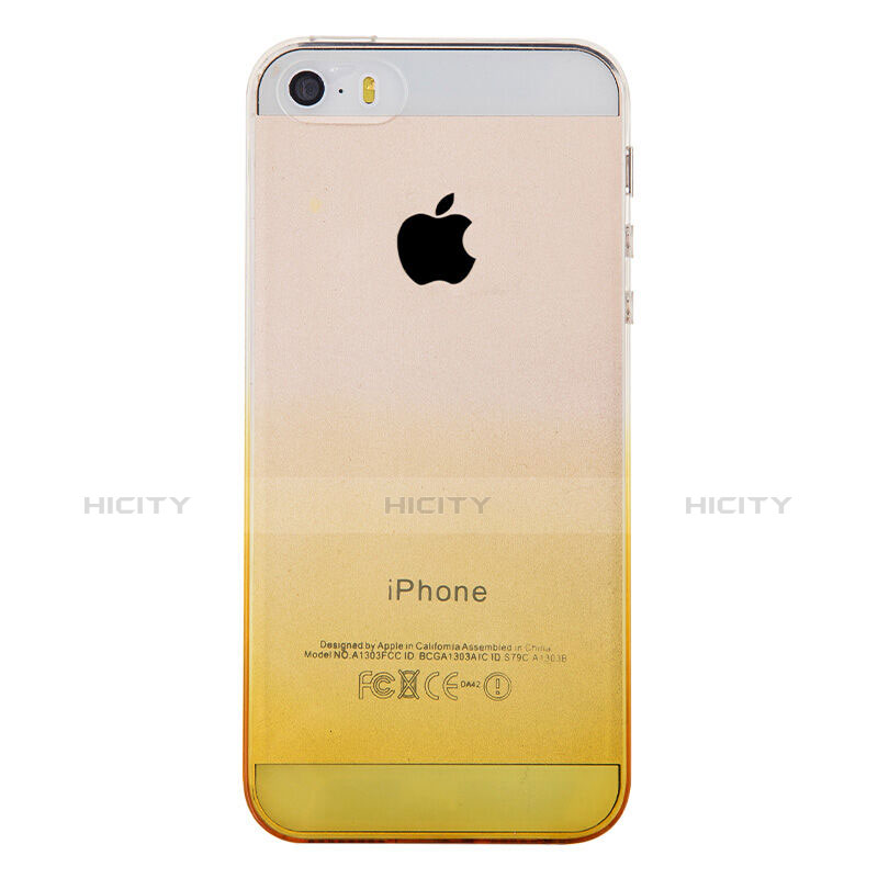 Apple iPhone 5用極薄ソフトケース グラデーション 勾配色 クリア透明 アップル イエロー