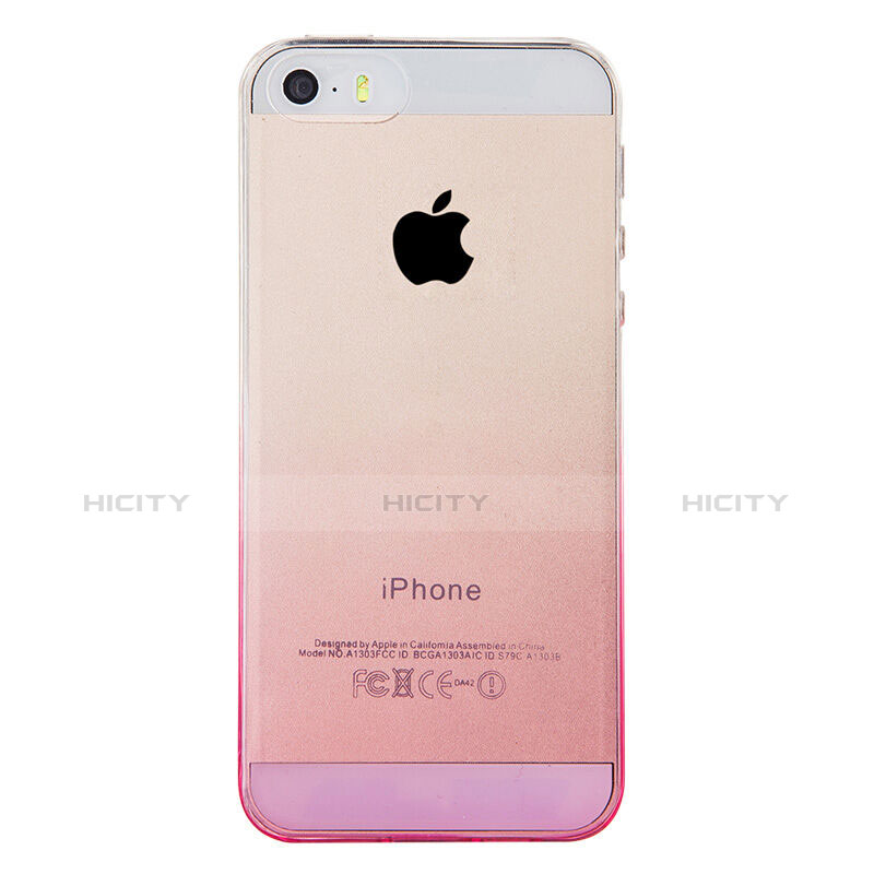 Apple iPhone 5用極薄ソフトケース グラデーション 勾配色 クリア透明 アップル ピンク