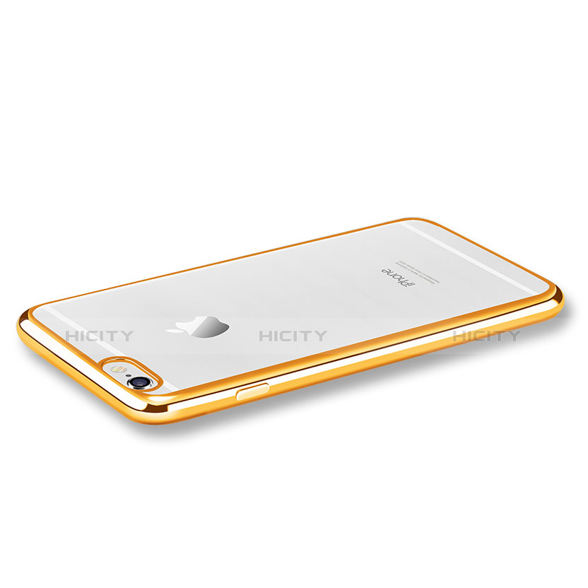 Apple iPhone 6用極薄ソフトケース シリコンケース 耐衝撃 全面保護 クリア透明 H02 アップル ゴールド