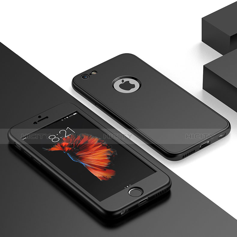 Apple iPhone 6用前面と背面 360度 フルカバー 極薄ソフトケース シリコンケース 耐衝撃 全面保護 アップル ブラック
