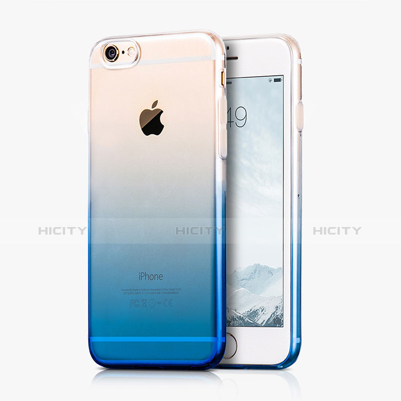 Apple iPhone 6用ハードケース グラデーション 勾配色 クリア透明 アップル ネイビー
