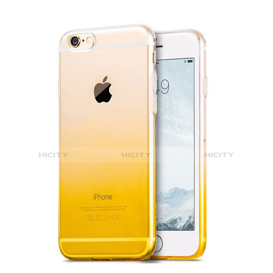 Apple iPhone 6用極薄ソフトケース グラデーション 勾配色 クリア透明 Z01 アップル イエロー