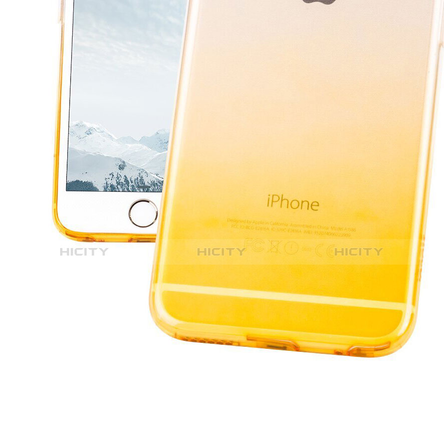 Apple iPhone 6用極薄ソフトケース グラデーション 勾配色 クリア透明 Z01 アップル イエロー