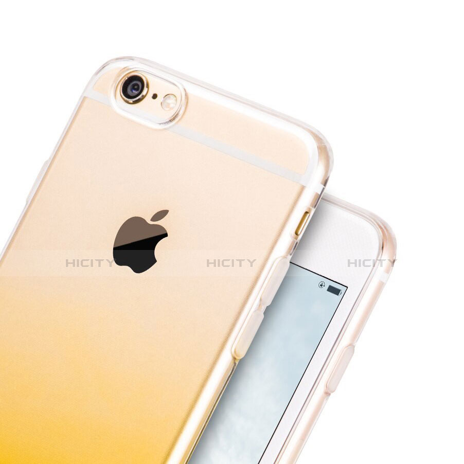 Apple iPhone 6用極薄ソフトケース グラデーション 勾配色 クリア透明 Z01 アップル イエロー