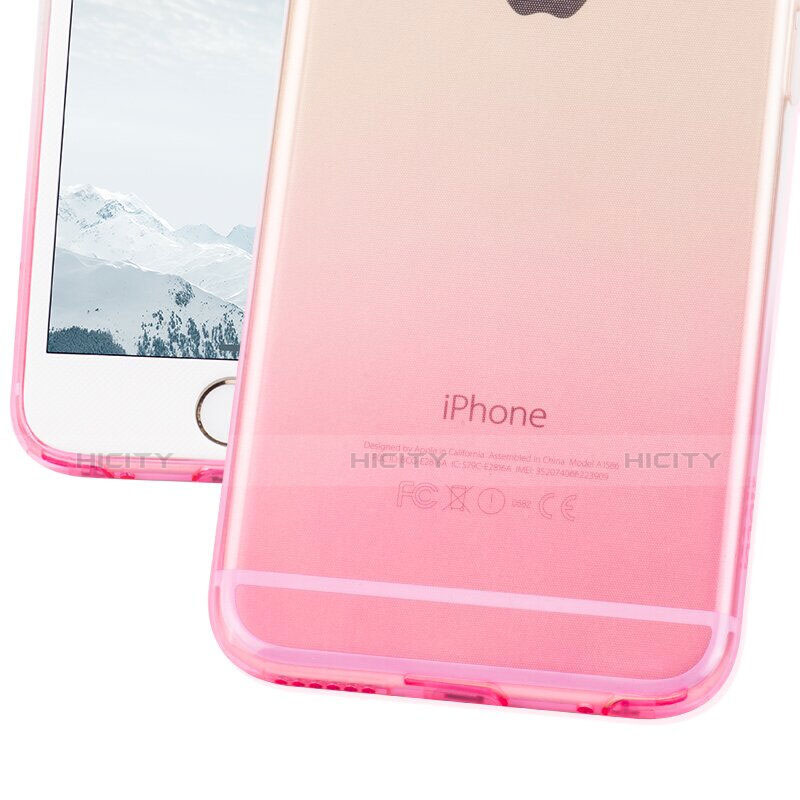 Apple iPhone 6用極薄ソフトケース グラデーション 勾配色 クリア透明 Z01 アップル ピンク