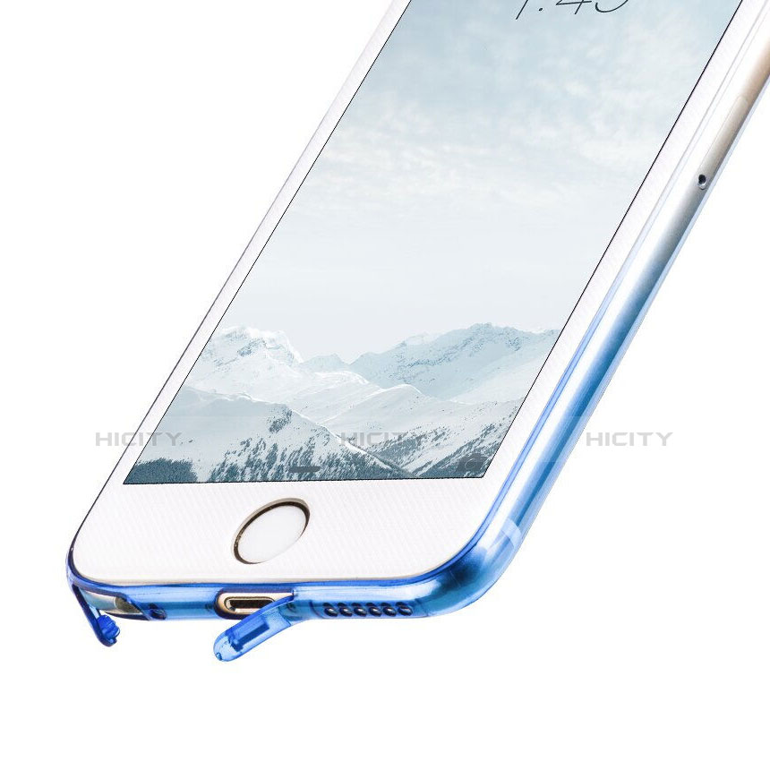 Apple iPhone 6 Plus用極薄ソフトケース グラデーション 勾配色 クリア透明 Z01 アップル ネイビー