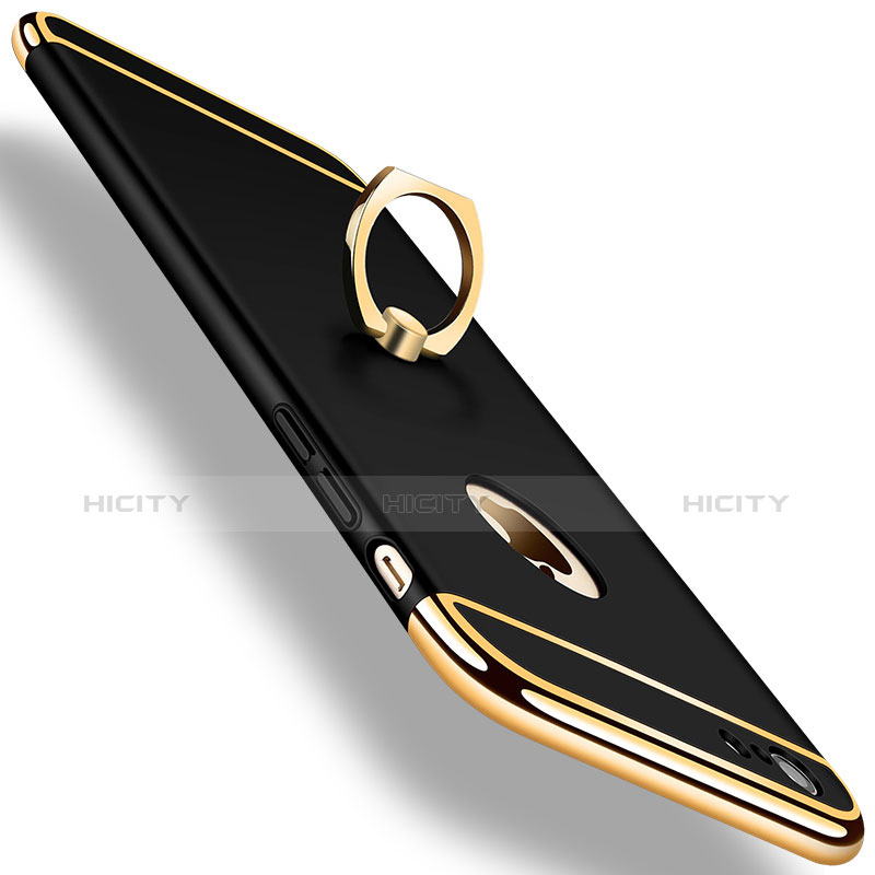 Apple iPhone 6S用ケース 高級感 手触り良い メタル兼プラスチック バンパー アンド指輪 A01 アップル ブラック
