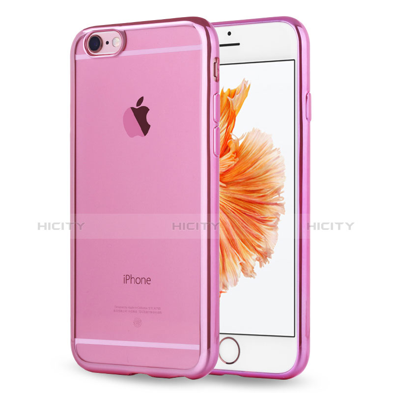 Apple iPhone 6S用極薄ソフトケース シリコンケース 耐衝撃 全面保護 クリア透明 H17 アップル ピンク