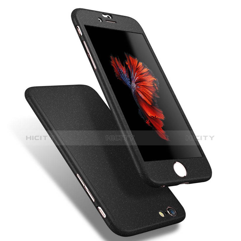Apple iPhone 6S用ハードケース プラスチック 質感もマット 前面と背面 360度 フルカバー Q01 アップル ブラック