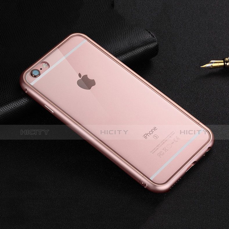Apple iPhone 6S用ケース 高級感 手触り良い アルミメタル 製の金属製 バンパー アップル ローズゴールド