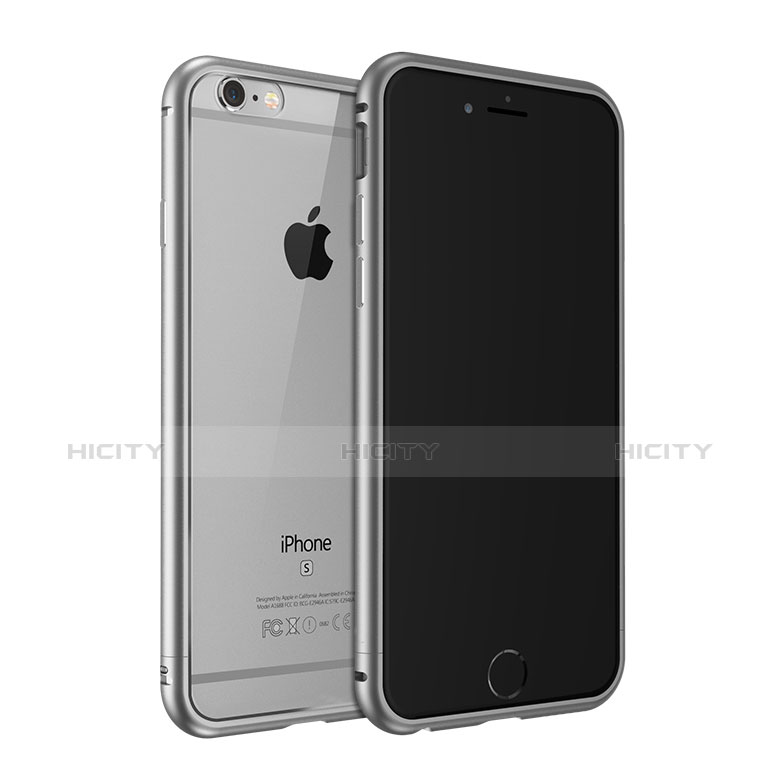 Apple iPhone 6S用ケース 高級感 手触り良い アルミメタル 製の金属製 バンパー アップル グレー