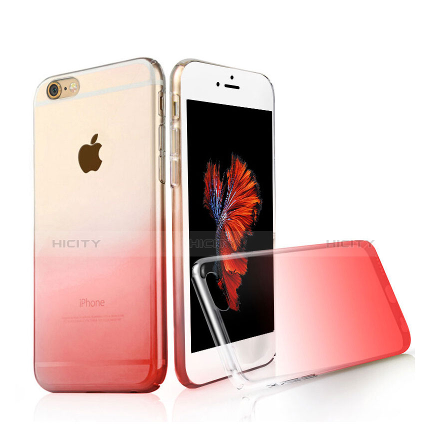 Apple iPhone 6S用極薄ソフトケース グラデーション 勾配色 クリア透明 Z01 アップル レッド