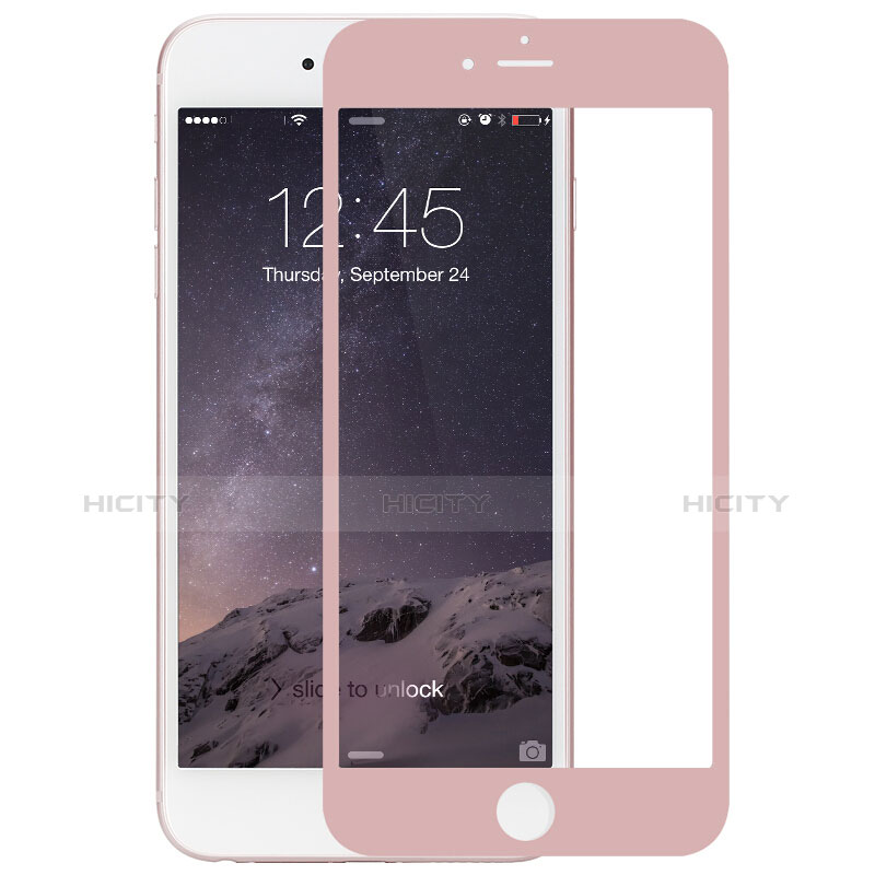 Apple iPhone 6S用強化ガラス フル液晶保護フィルム F03 アップル ピンク