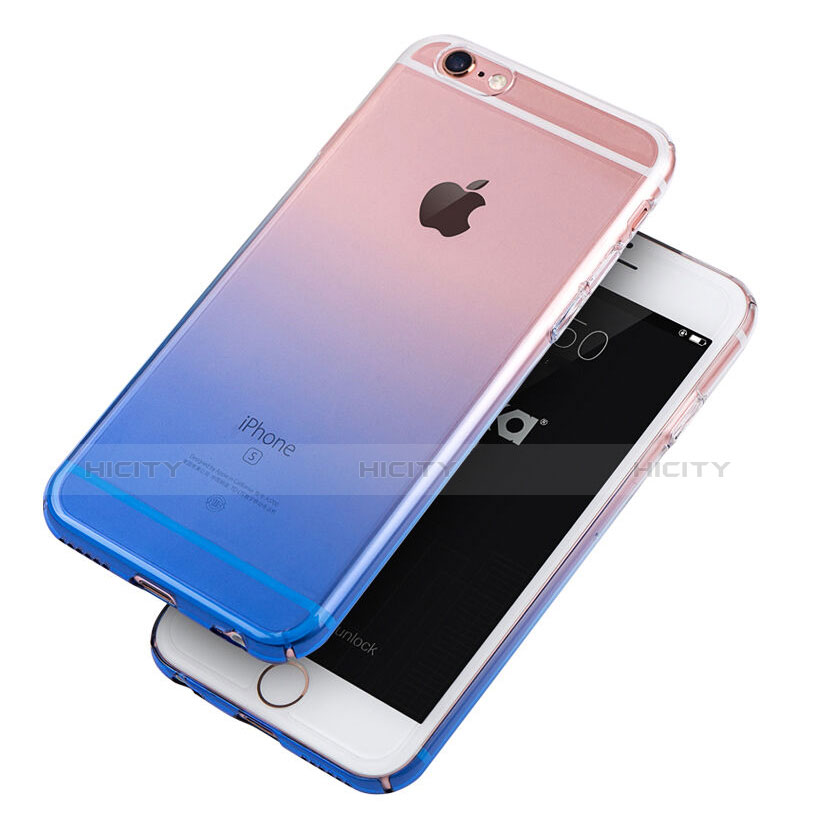 Apple iPhone 6S Plus用極薄ソフトケース グラデーション 勾配色 クリア透明 Z01 アップル ネイビー