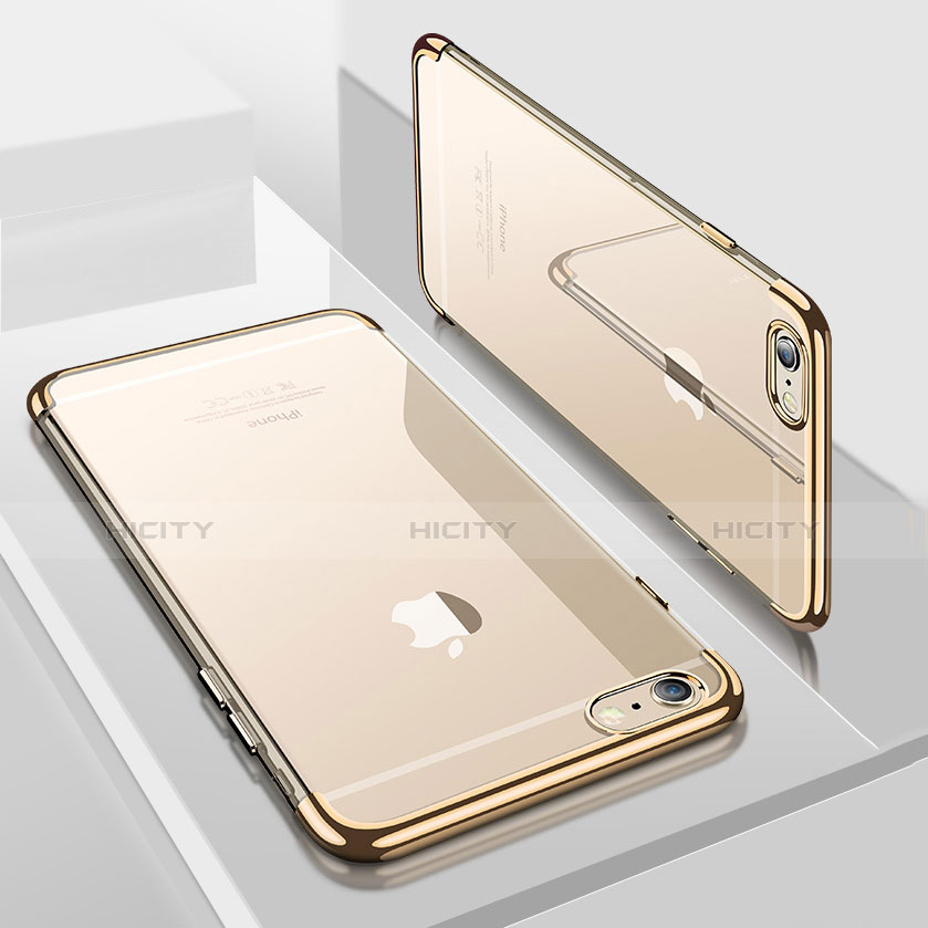 Apple iPhone 7用極薄ソフトケース シリコンケース 耐衝撃 全面保護 クリア透明 H04 アップル ゴールド