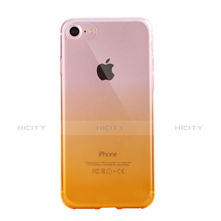 Apple iPhone 7用極薄ソフトケース グラデーション 勾配色 クリア透明 G01 アップル イエロー