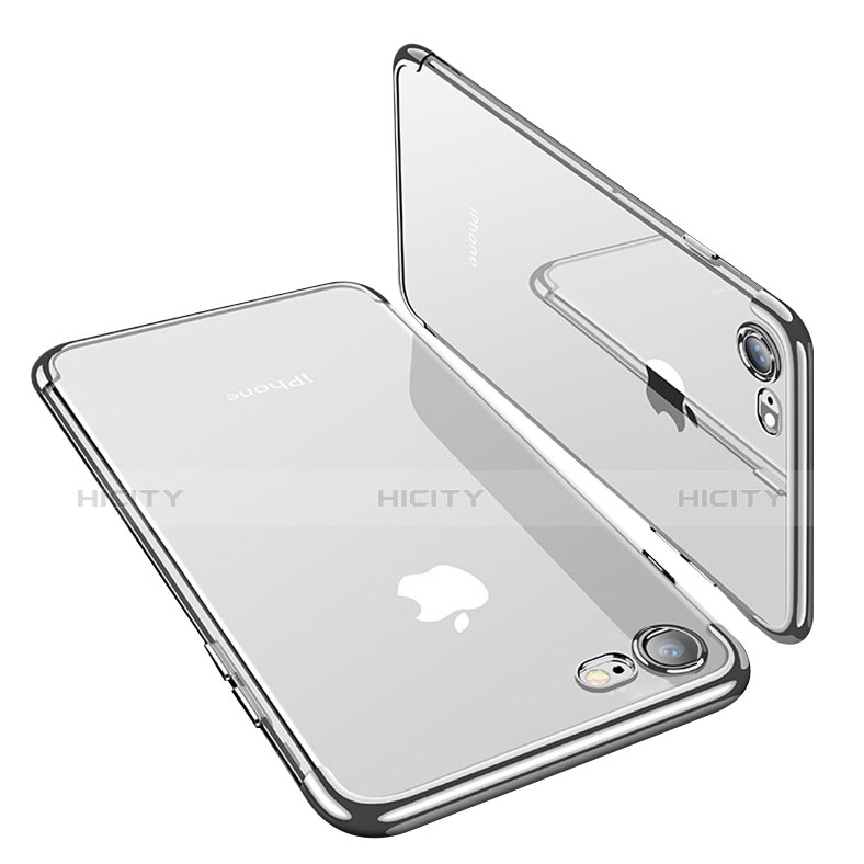 Apple iPhone 7用極薄ソフトケース シリコンケース 耐衝撃 全面保護 クリア透明 T19 アップル シルバー